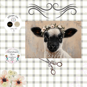 Decoupage Black Face Lamb Floral Crown Tissue Paper