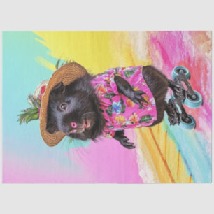 Decoupage Black Otter Skating Tropical Colors Tissue Paper