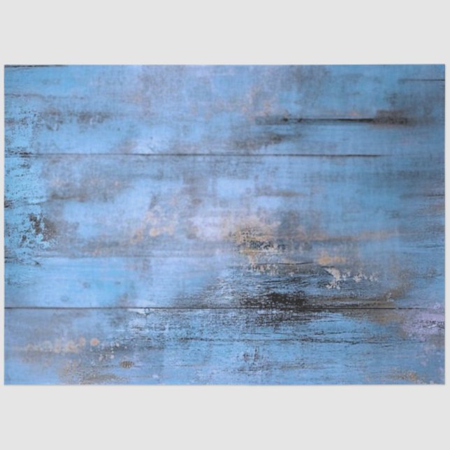 Decoupage Blue Toned Weathered Blue Planks  Tissue Paper (Front)