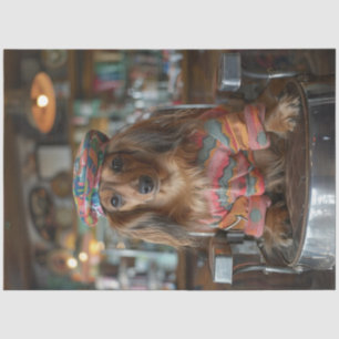 Decoupage Boho Dachshund Barber Chair & Hat Tissue Paper