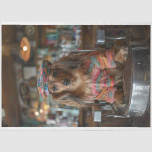 Decoupage Boho Dachshund Barber Shop  Tissue Paper