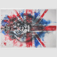 Decoupage British Lion Head Flag