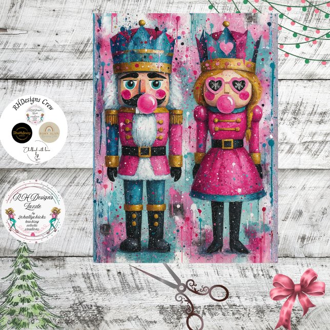 Decoupage Bubblegum Royalty Nutcracker Couple  Tissue Paper (Creator Uploaded)