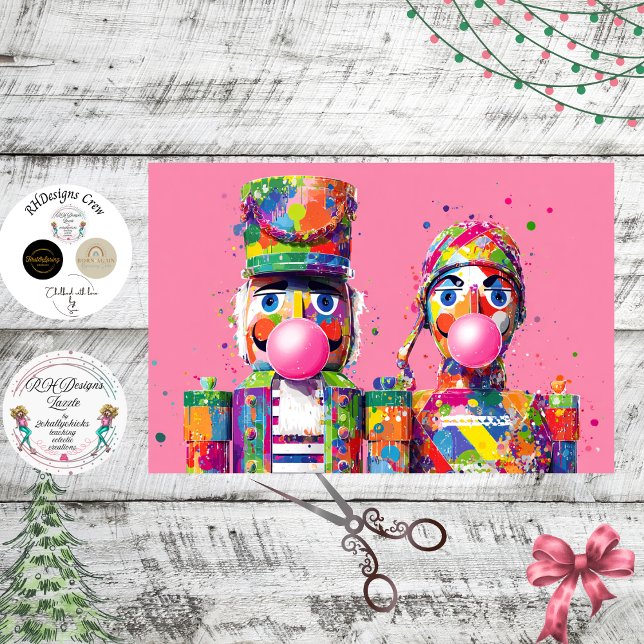 Decoupage Bubblegum Splatter Kings Nutcracker Duo  Tissue Paper (Creator Uploaded)