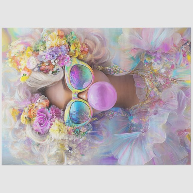 Decoupage Bubblegum Summer Art with Retro Vibes Tissue Paper (Front)