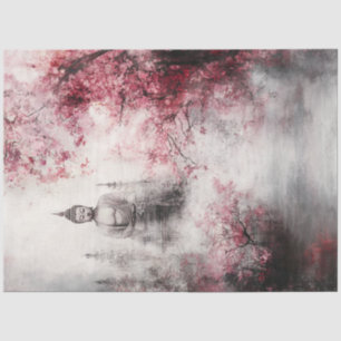 Decoupage Buddha Cherry Blossom Trees Lotus Flower Tissue Paper