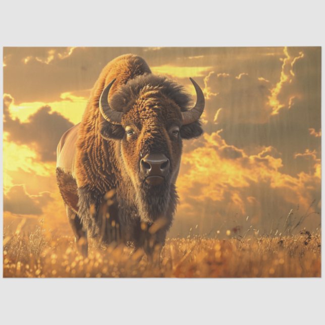 Decoupage Buffalo Indian Territory Golden Sunset Tissue Paper (Front)