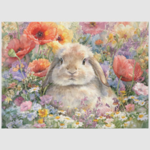 Decoupage Bunny in the Wildflowers Tissue Paper