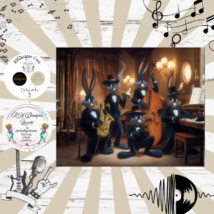 Decoupage Bunny Jazz Club Fur Feather Frunk  Tissue Paper