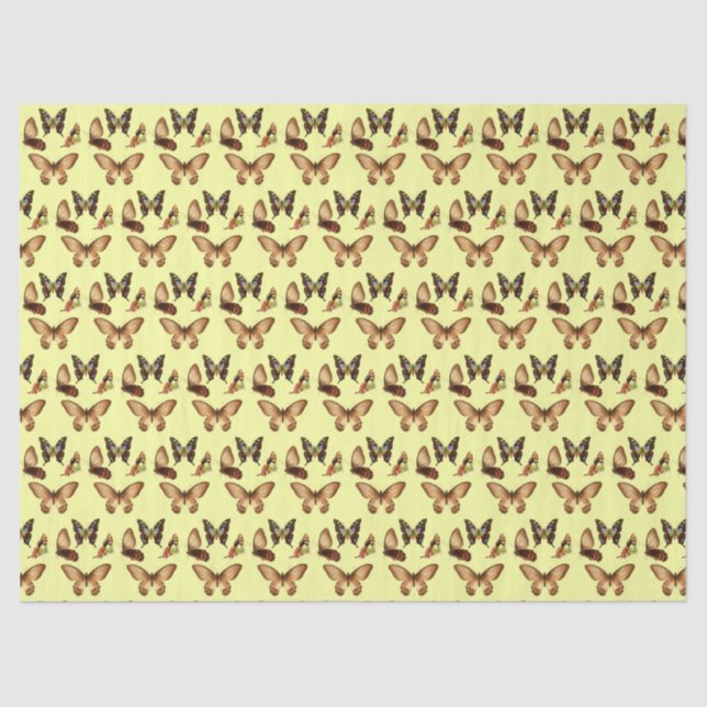Decoupage Butterfly Yellow Custom Tissue Paper (Front)