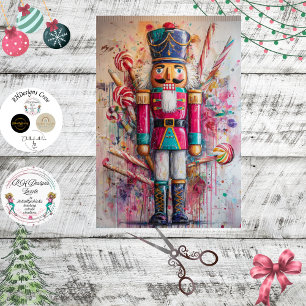 Decoupage Candy Nutcracker Ted Red Jacket  Tissue Paper