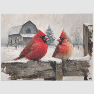 Decoupage Cardinals Vintage Farm Tissue Paper