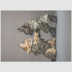 Decoupage Cat Dog Uniform Holding Paws Tissue Paper