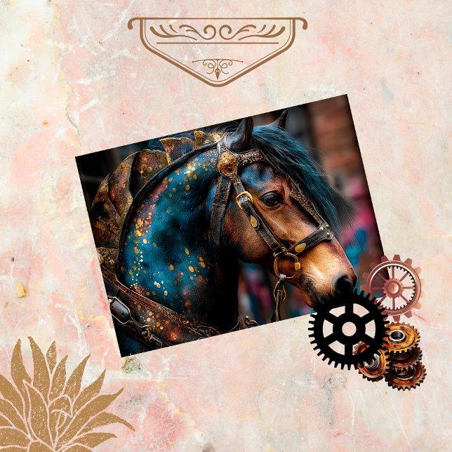 Decoupage Celestial Bronze Patina Horse Steampunk  Tissue Paper (Creator Uploaded)