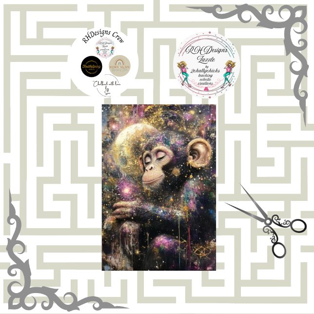 Decoupage Celestial Dreamlike Monkey Bright Colors Tissue Paper (Creator Uploaded)