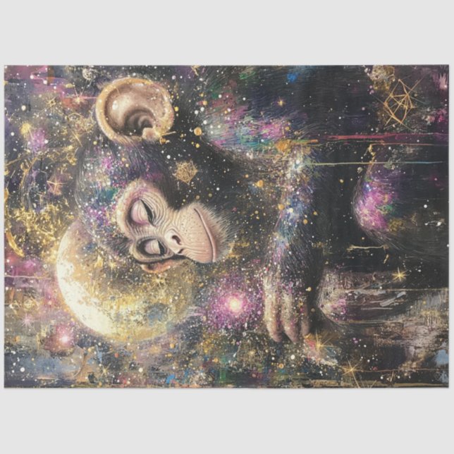 Decoupage Celestial Dreamlike Monkey Bright Colour Tissue Paper (Front)
