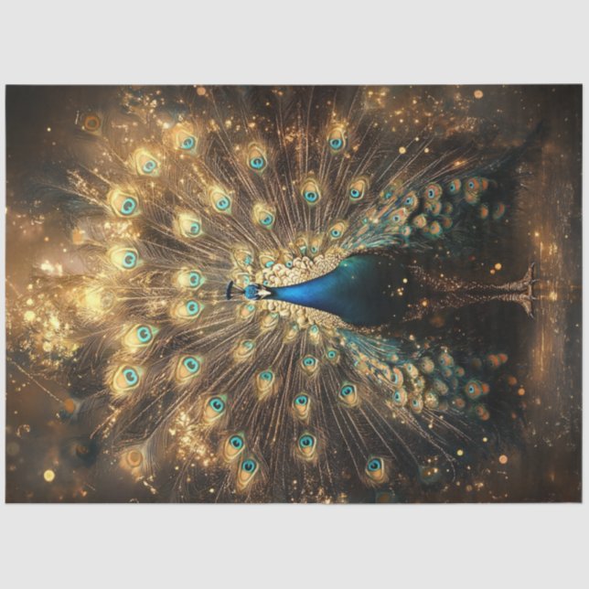 Decoupage Celestial Peacock Regal Elegance Tissue Paper (Front)