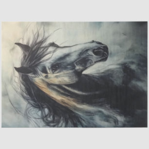 Decoupage Charcoal Rust Stallion Wild Spirit  Tissue Paper
