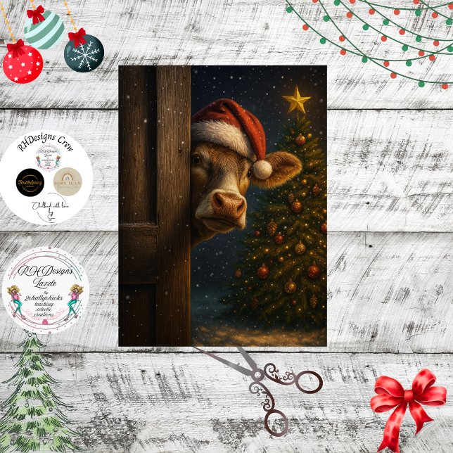 Decoupage Christmas Cow Wall Art  Tissue Paper (Creator Uploaded)