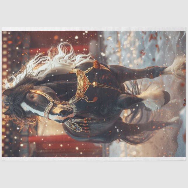 Decoupage Christmas Horse  Tissue Paper (Front)