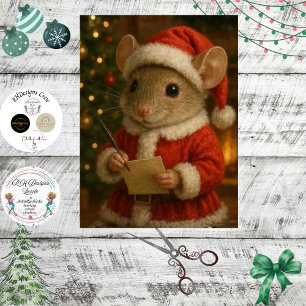 Decoupage Christmas Mouse Dressed as Santa Tissue Paper
