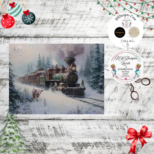 Decoupage Christmas Nostalgic Steam Engine Train  Tissue Paper (Creator Uploaded)