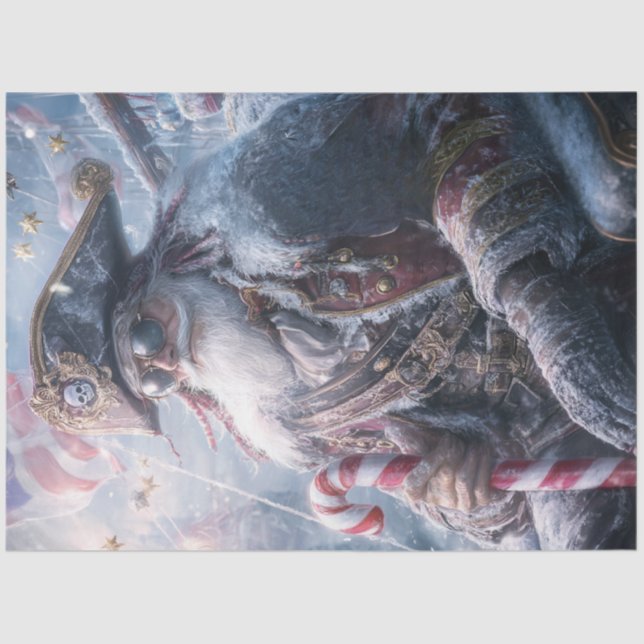 Decoupage Christmas Pirate Santa Claus Tissue Paper (Front)