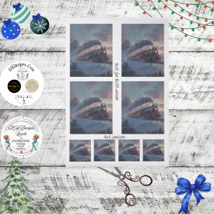 Decoupage Christmas Train Winter Scene Ireland Tissue Paper