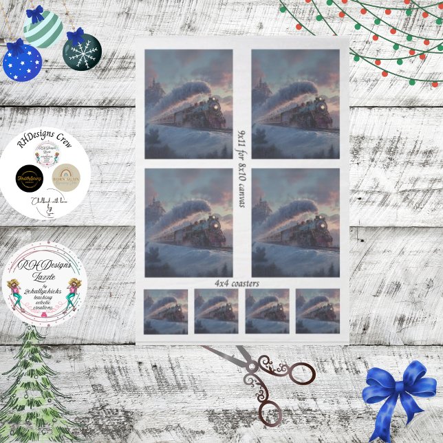 Decoupage Christmas Train Winter Scene Ireland  Tissue Paper (Creator Uploaded)