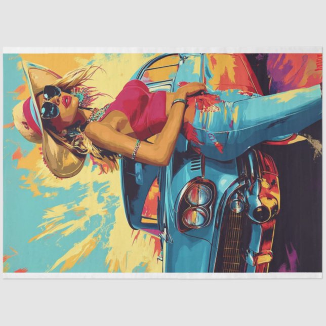 Decoupage Classic Car Chic Poster  Tissue Paper (Front)