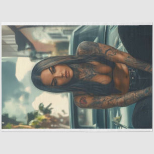 Decoupage Classic Car & Tattooed Chic Poster Tissue Paper