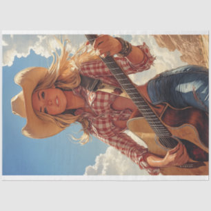 Decoupage Classic Poster Country Girl Musician  Tissue Paper
