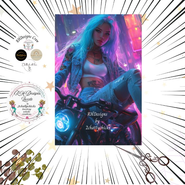 Decoupage Classic Poster of Futuristic Biker Chic  Tissue Paper (Creator Uploaded)