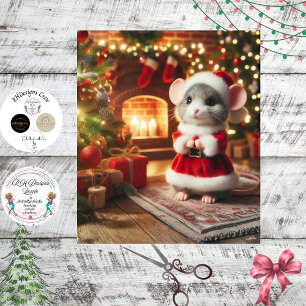 Decoupage Classic Santa Mouse Red Suit Tissue Paper