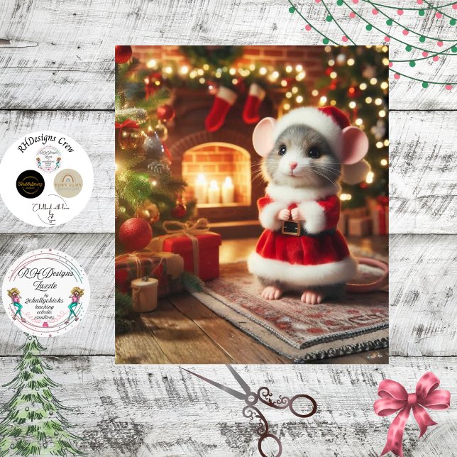 Decoupage Classic Santa Mouse Red Suit Tissue Paper (Creator Uploaded)