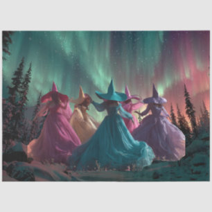 Decoupage Colorful Witches Dancing Northern Lights Tissue Paper
