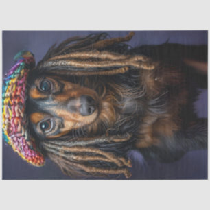 Decoupage Colourful Dachshund Dreadlock Knitted Ha Tissue Paper