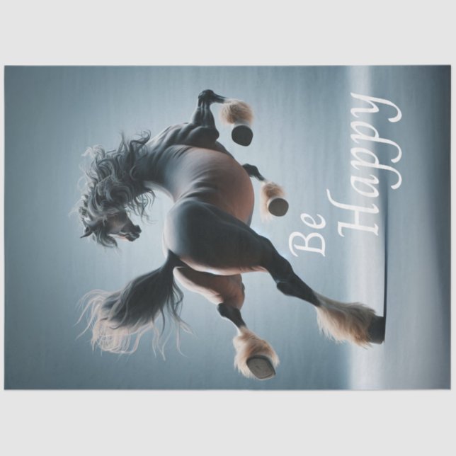 Decoupage Comical Whimsical Horse Be Happy  Tissue Paper (Front)