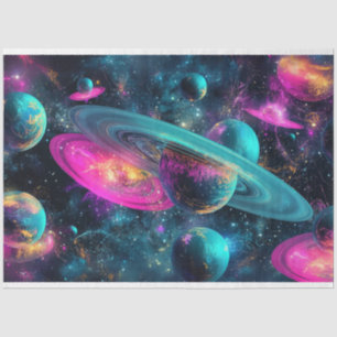 Decoupage Cosmic Landscape Planets Vibrant Colours Tissue Paper