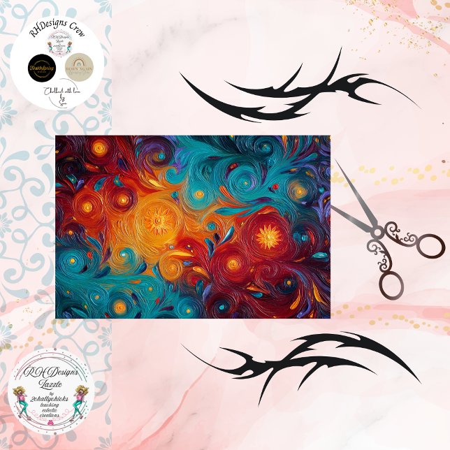 Decoupage Cosmic Swirl Sunburst Vibrant Colors  Tissue Paper (Creator Uploaded)