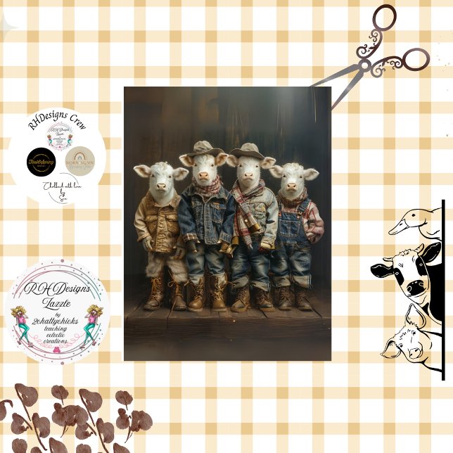 Decoupage Country Farm Family Cows  Tissue Paper (Creator Uploaded)