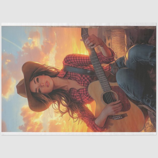 Decoupage Country Girl Character DEBBIE  Tissue Paper (Front)