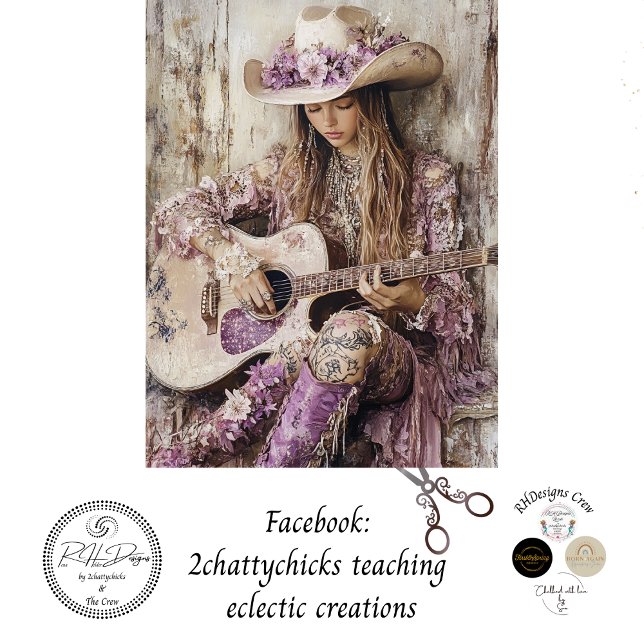 Decoupage Country Girl Guitar Singer Lilac Dress Tissue Paper (Creator Uploaded)