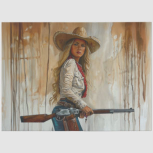 Decoupage Country Western Cowgirl Sherrif Shotgun Tissue Paper