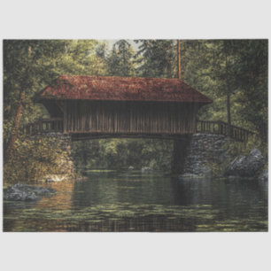 Decoupage Covered Bridge Dense Forest Tissue Paper