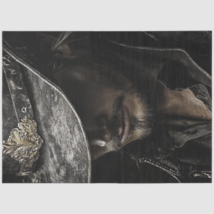 Decoupage cowboy Black Hat Silver Accents  Tissue Paper