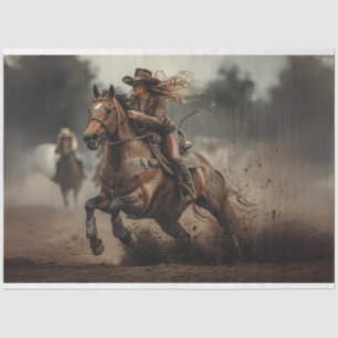 Decoupage Cowgirl Rodeo Rider  Tissue Paper
