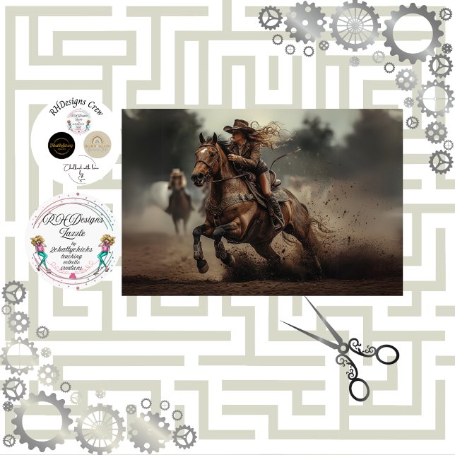 Decoupage Cowgirl Rodeo Rider  Tissue Paper (Creator Uploaded)