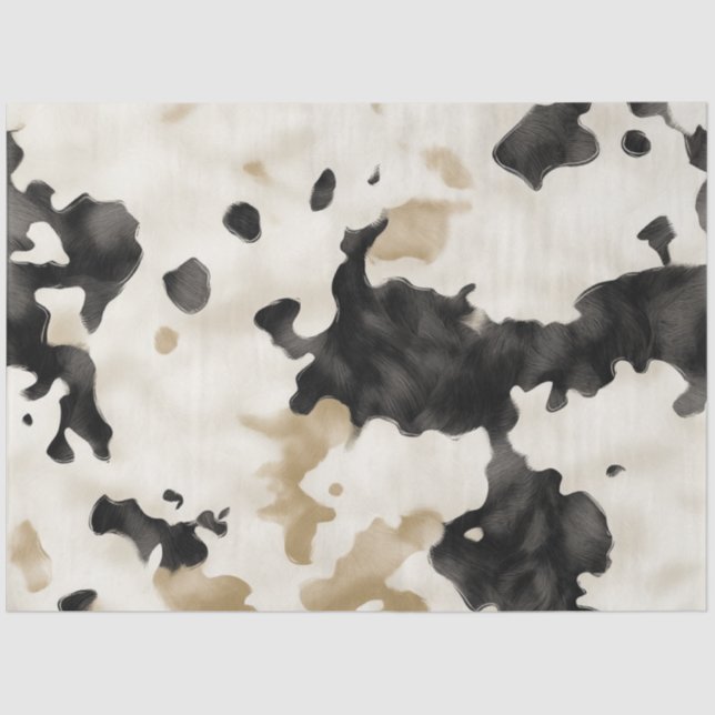 Decoupage Cowhide Black White Brown Pattern Tissue Paper (Front)