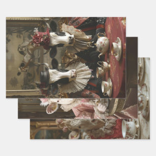 Decoupage Cows Vintage Whimsical Farm Cows  Wrapping Paper Sheet